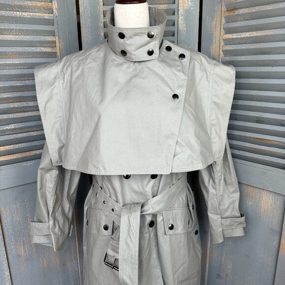 Isabel Marant Tatiana Belted Canvas Trench Coat With Vest Mushroom US 2-4 - Picture 12 of 17